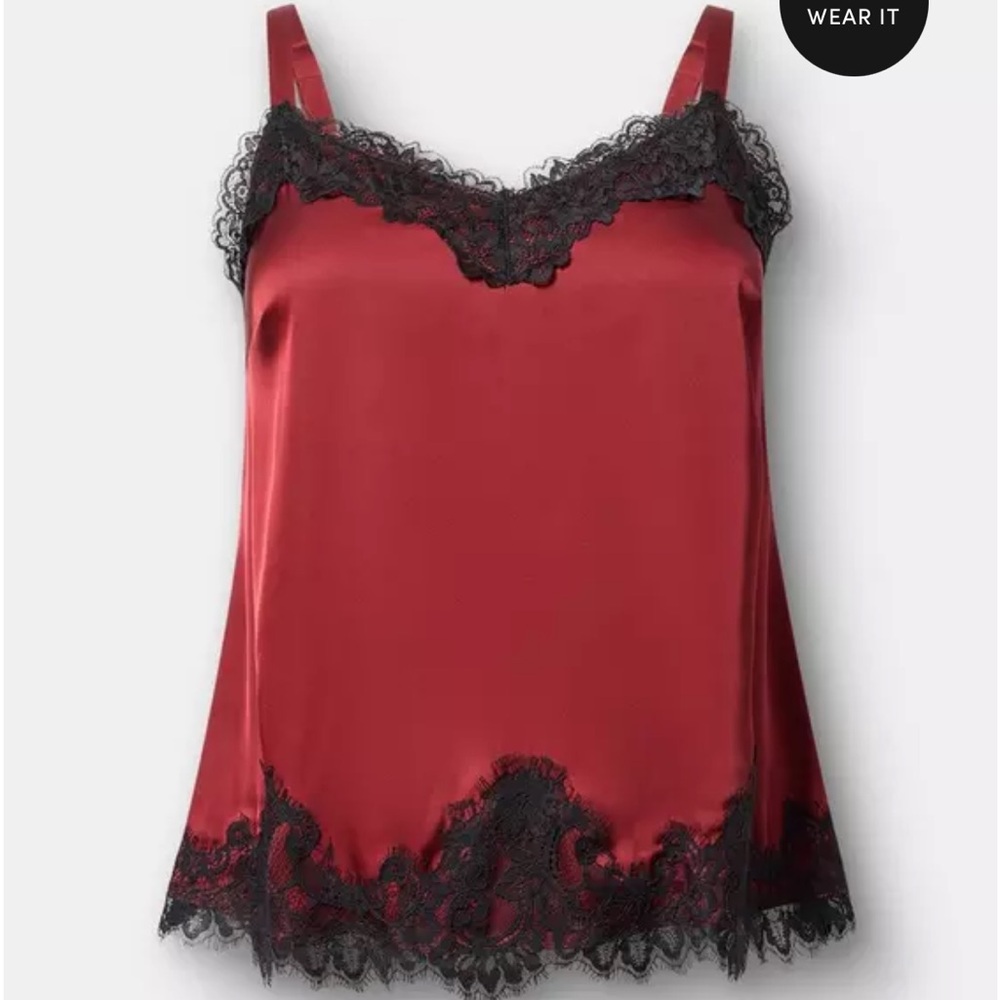 Torrid nwt size 3 (22/24) Red Satin Lace Trim Camisole